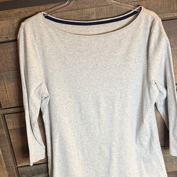 Talbots Light Gray Boatneck 3/4 Sleeve Top - Picture 5 of 6